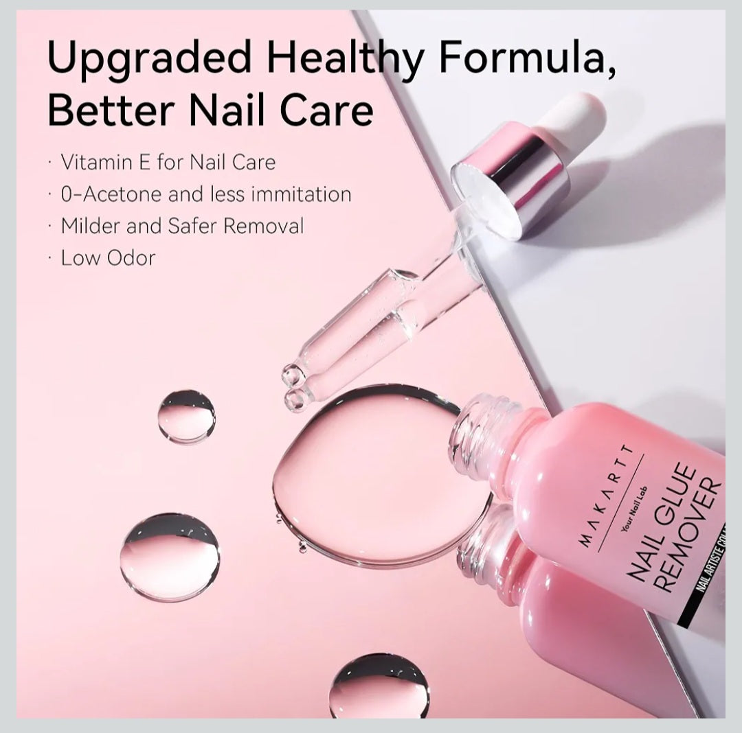 Makartt Gentle Press-On Nail Glue Remover: 50ML Acetone-Free with Vitamin E