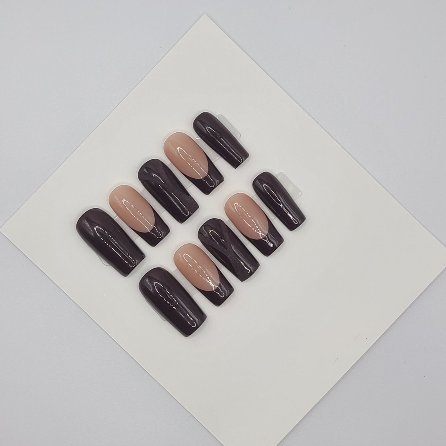 Chocolate Luxe French (10 pieces, Medium Square Press-On Nails)