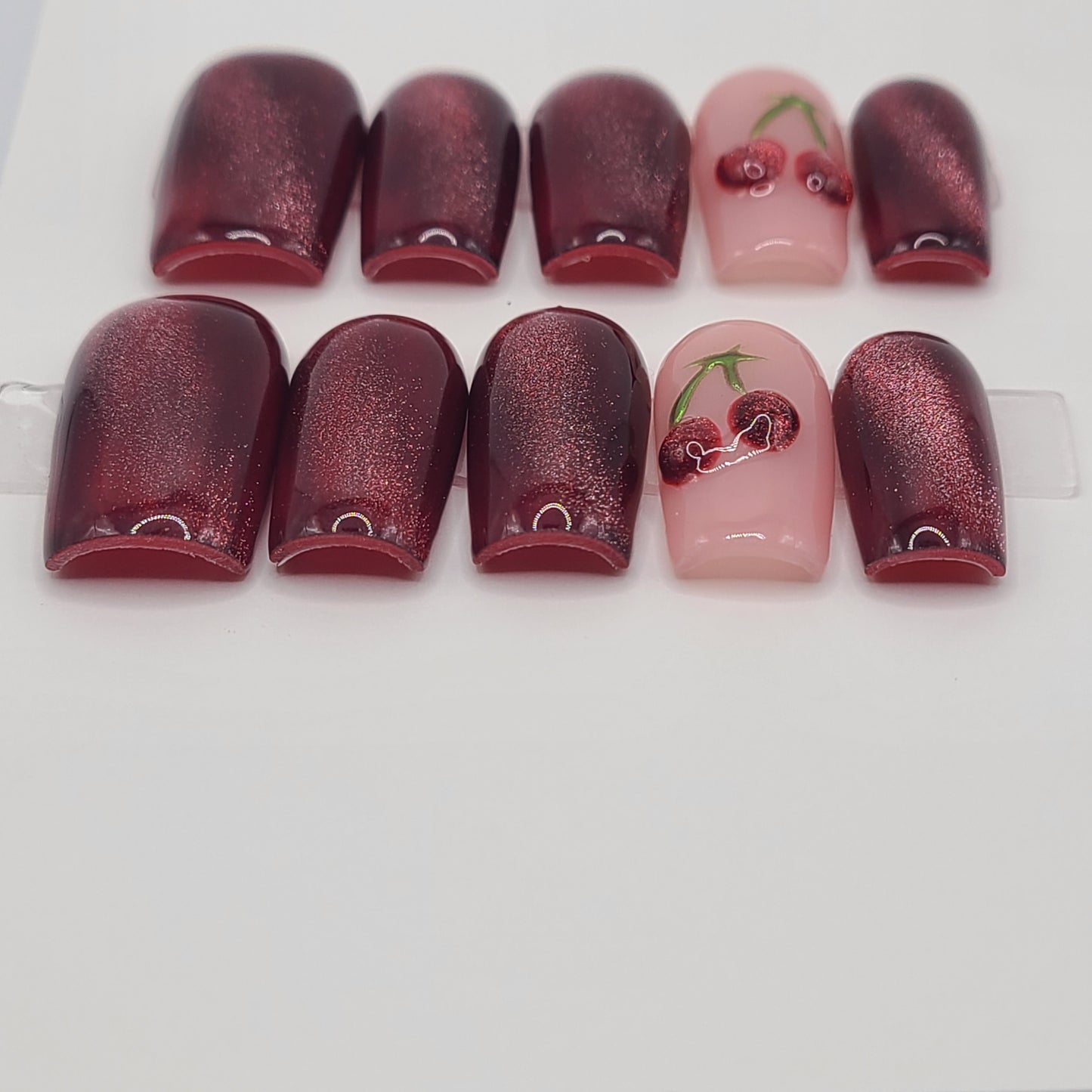 Cherry Ember Medium Square Press-On Nails