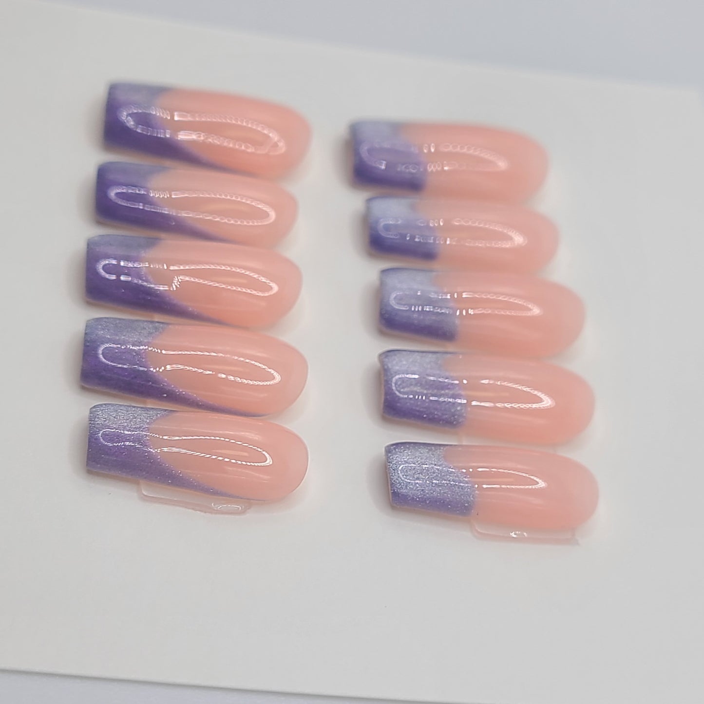 Purple Wave Cat Eye  (14 pieces, Medium Square Press-On Nails)