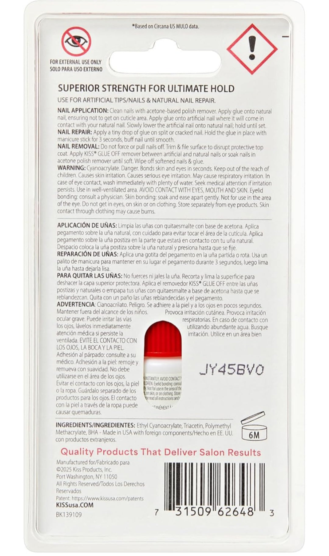 KISS PowerFlex Maximum Speed Nail Glue- Fast Drying Adhesive for Glue On Nails