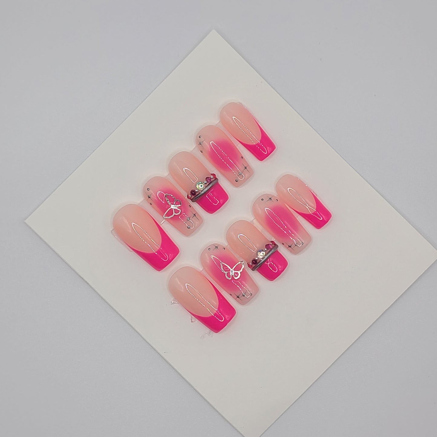 Pink Galaxy Glam (20 pieces, Medium Square Press-On Nails)