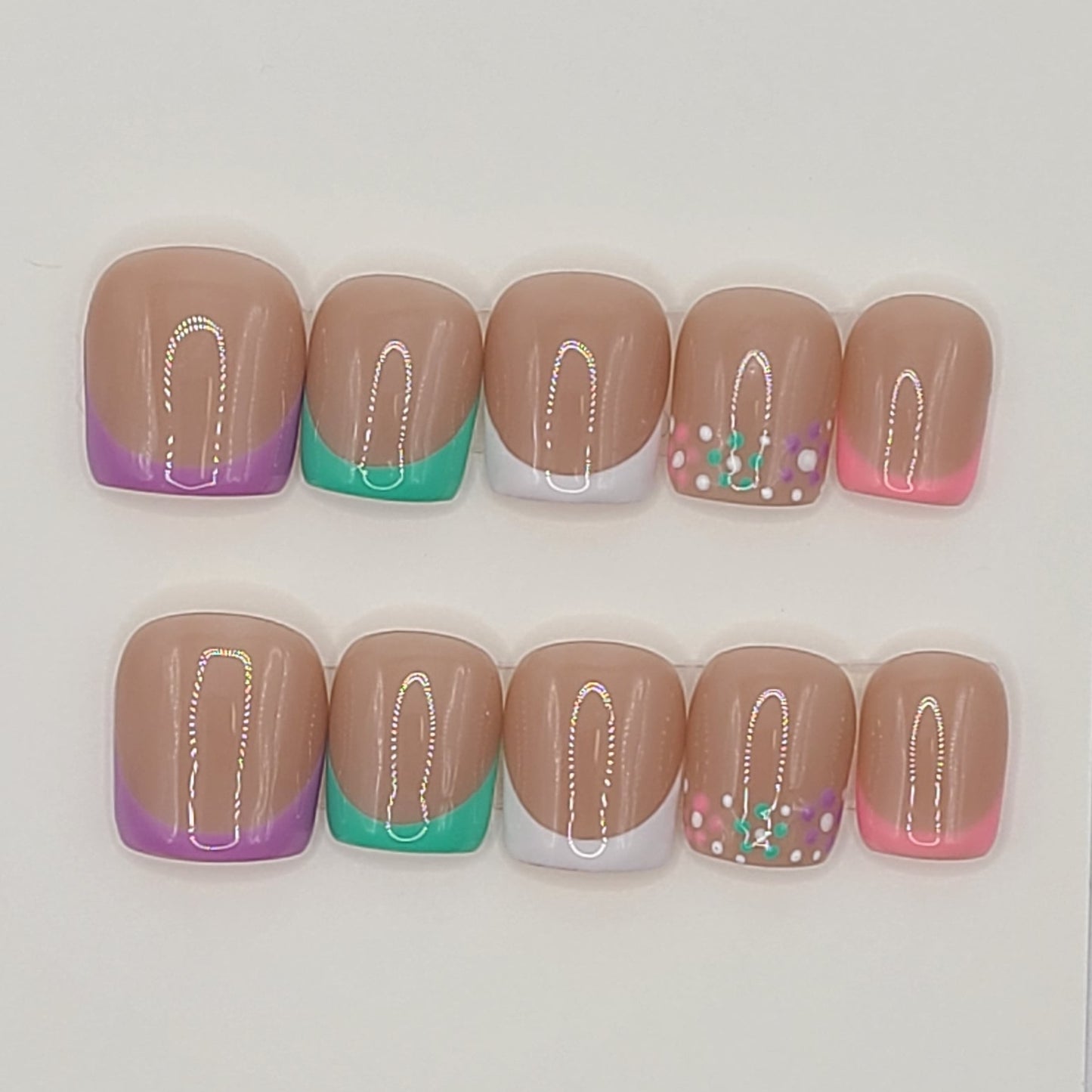 Pastel Mix French Garden Short Square Press-On Nails