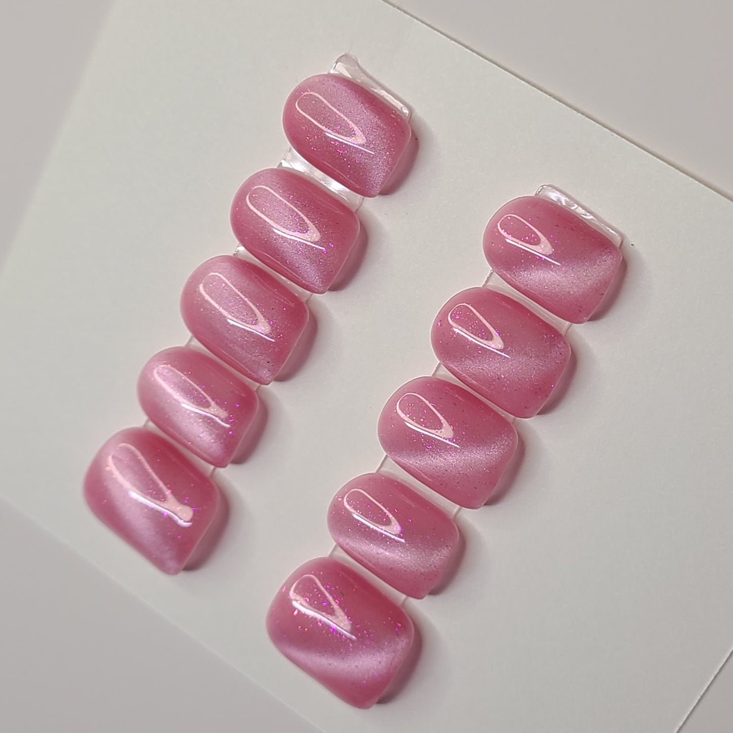 Pink Stardust Extra Short Square Press-On Nails