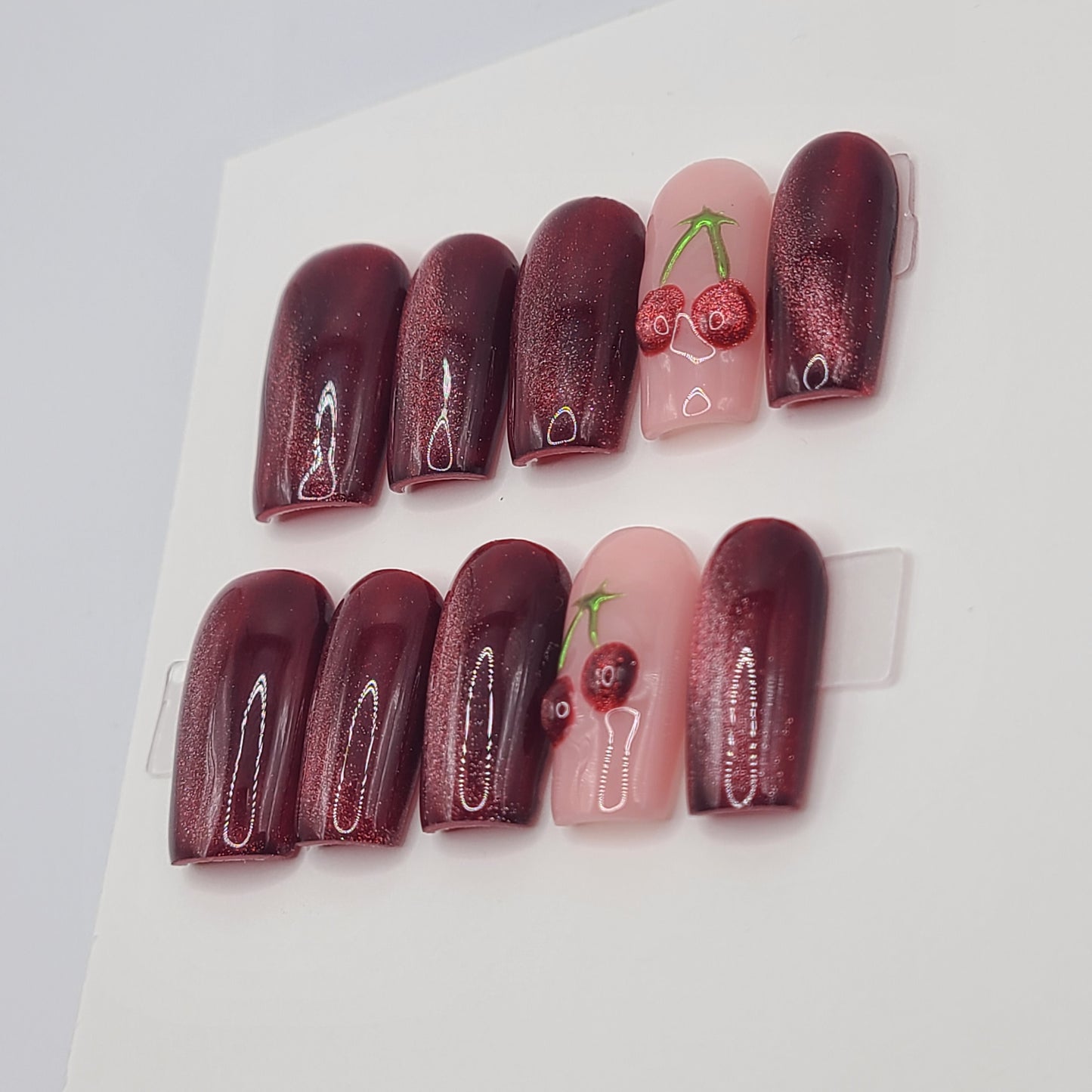 Cherry Ember Medium Square Press-On Nails