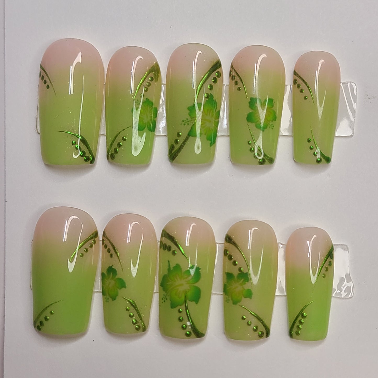 Electric Bloom Medium Square Press-On Nails