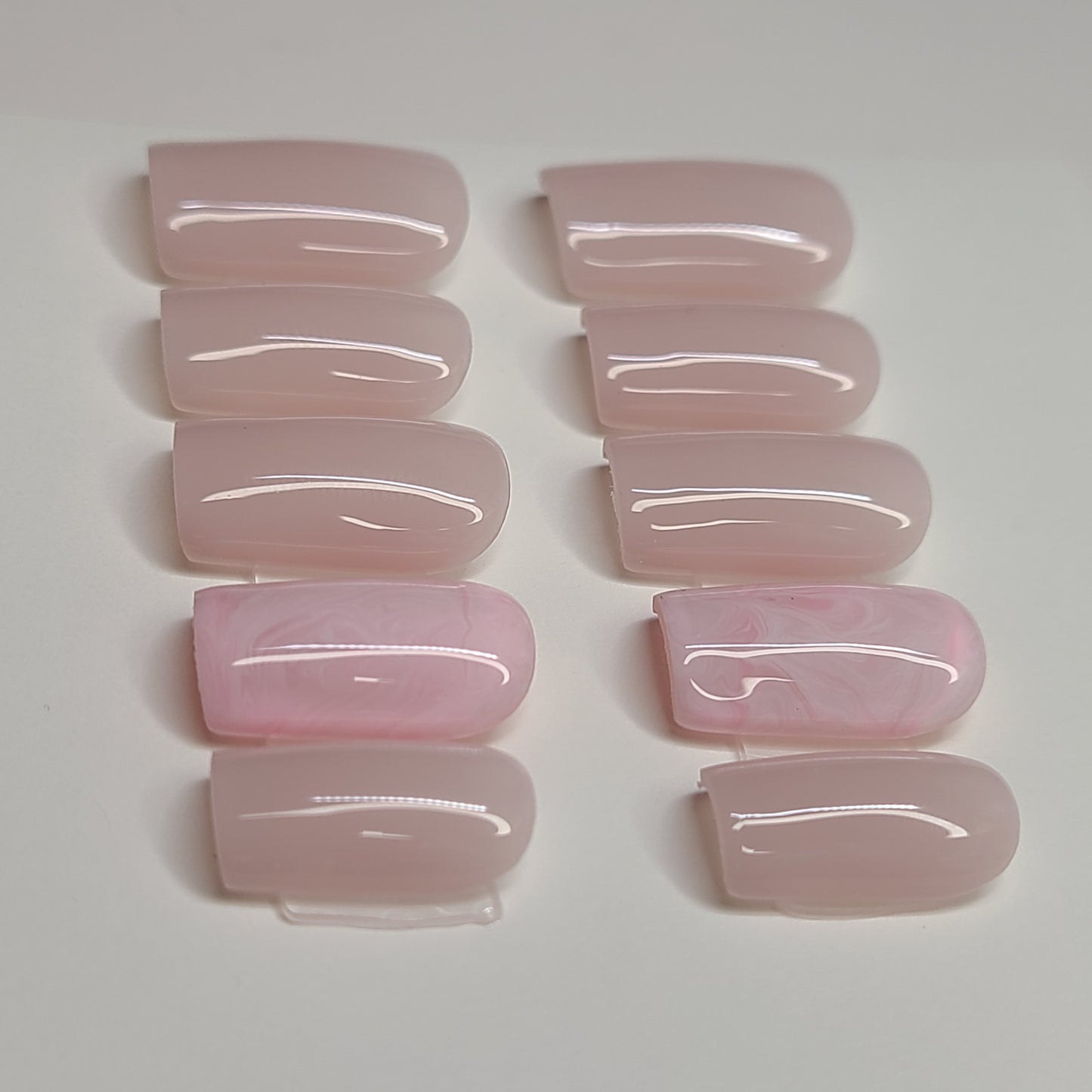Pink Veil Marble Short Square Press-On Nails
