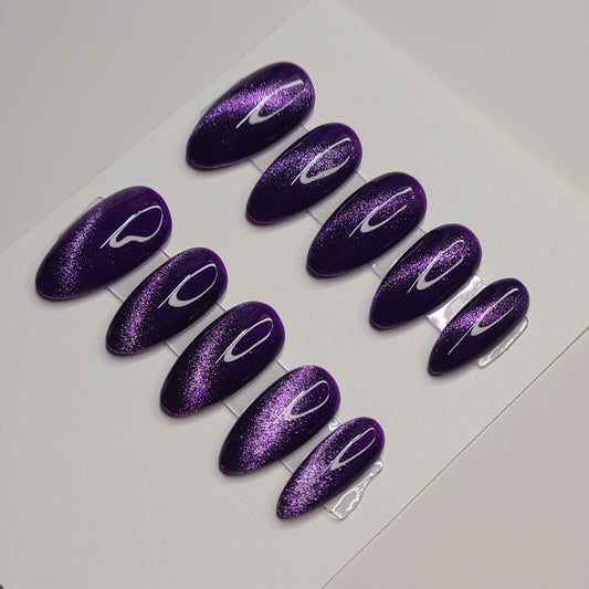 Midnight Amethyst Medium Almond Press-On Nails