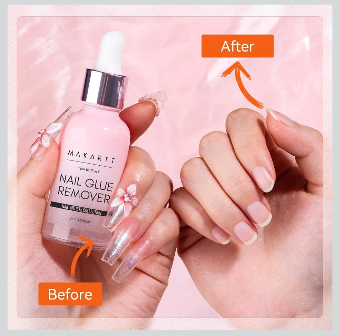 Makartt Gentle Press-On Nail Glue Remover: 50ML Acetone-Free with Vitamin E