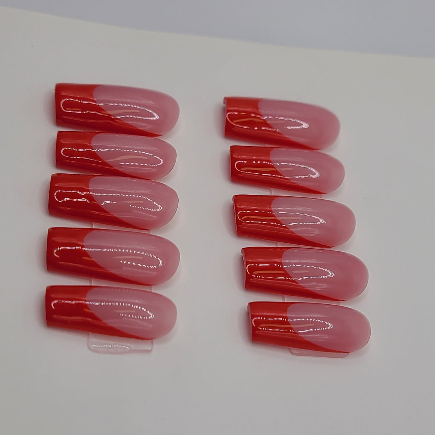 Rosy Red Classic French (20 pieces, Medium Square Press-On Nails)