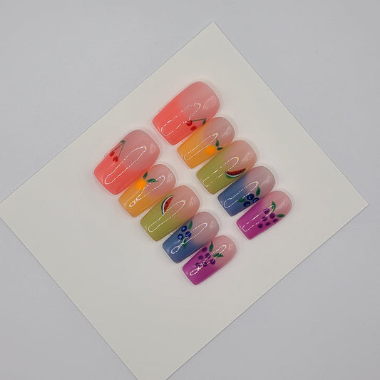 Fruit Festival Medium Square Press-On Nails