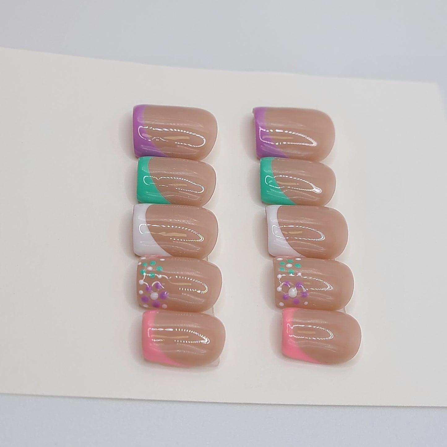 Pastel Mix French Garden Short Square Press-On Nails