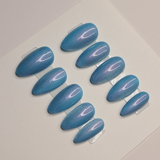 Arctic Glimmer Medium Almond Press-On Nails