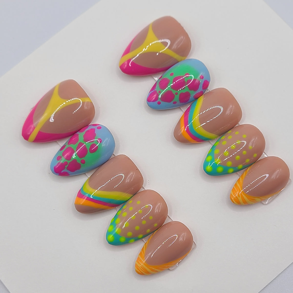 Rainbow Riot Short Almond Press-On Nails