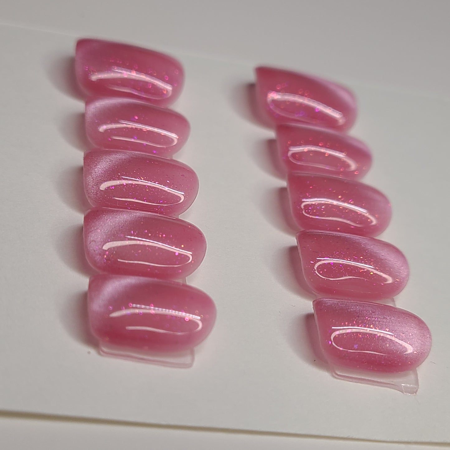 Pink Stardust Extra Short Square Press-On Nails