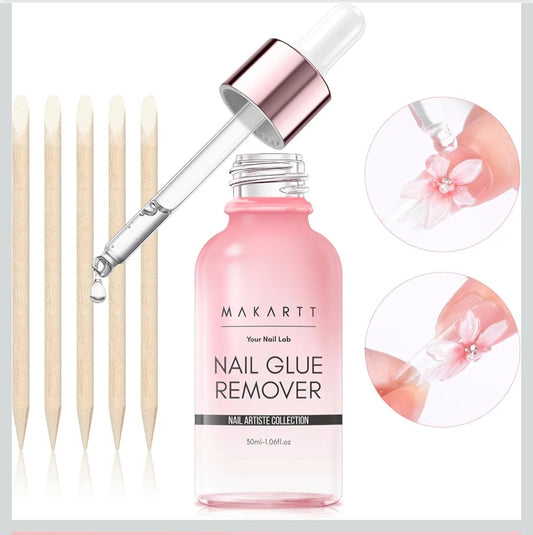 Makartt Gentle Press-On Nail Glue Remover: 50ML Acetone-Free with Vitamin E