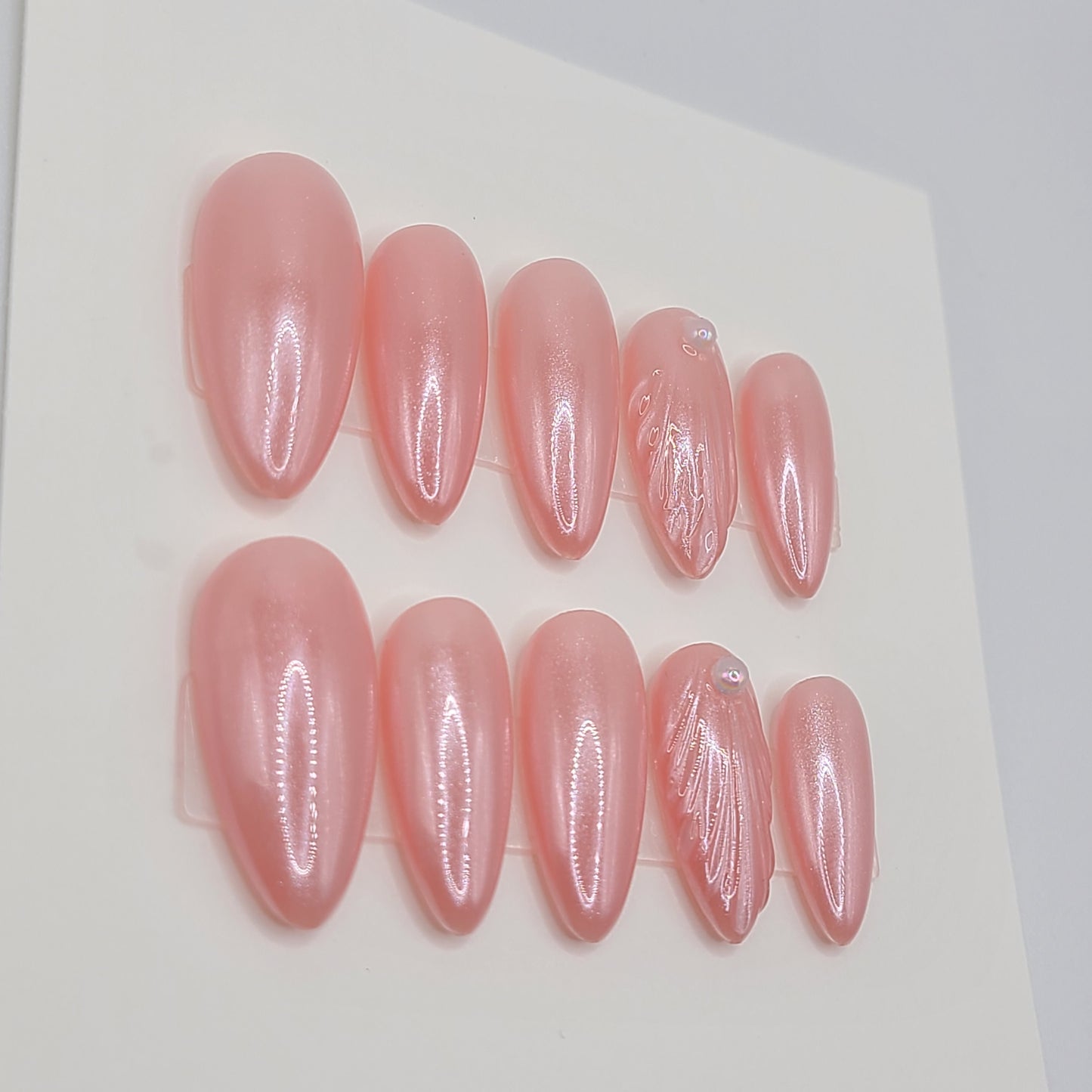 Ocean Pearl Medium Almond Press-On Nails