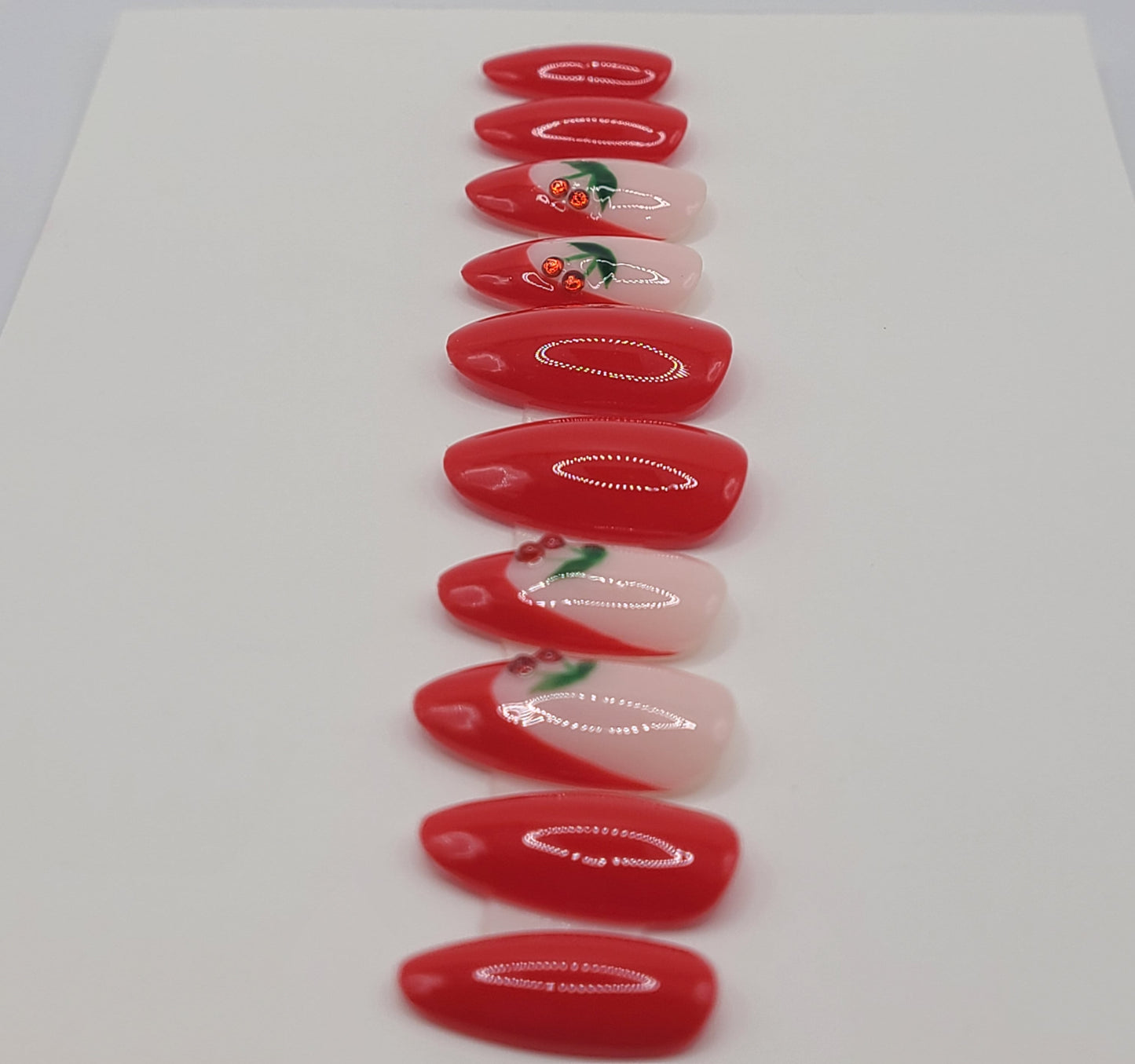 Cherry Kiss (10 pieces, Medium Almond Press on Nails)