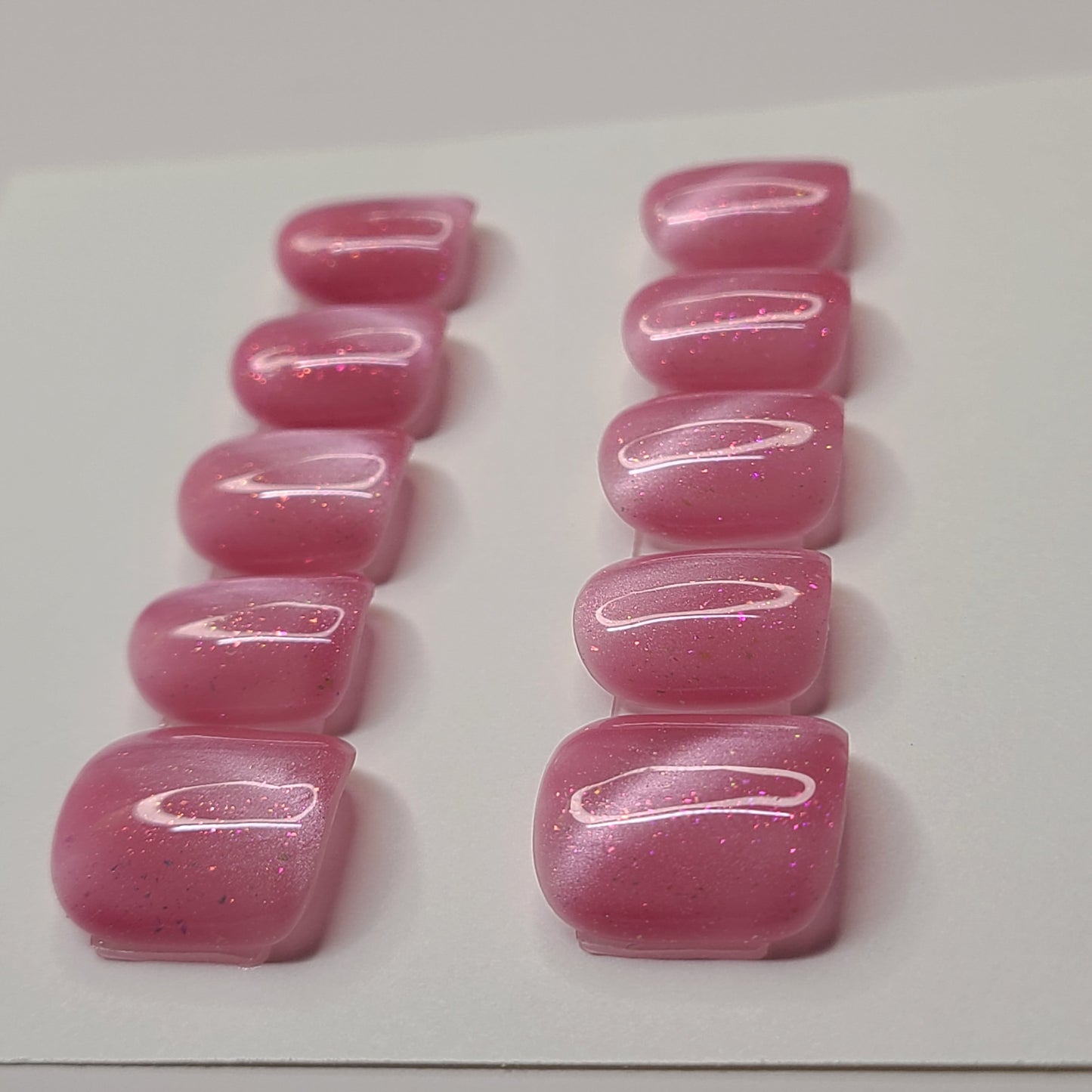 Pink Stardust Extra Short Square Press-On Nails