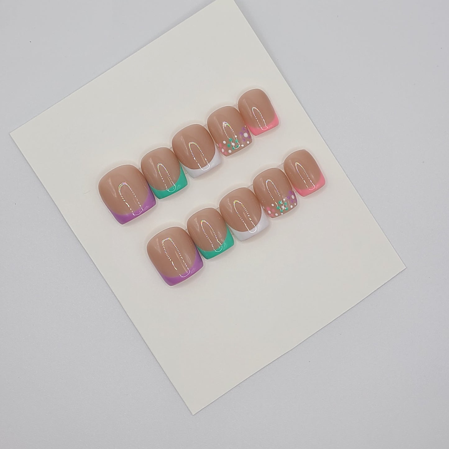Pastel Mix French Garden Short Square Press-On Nails
