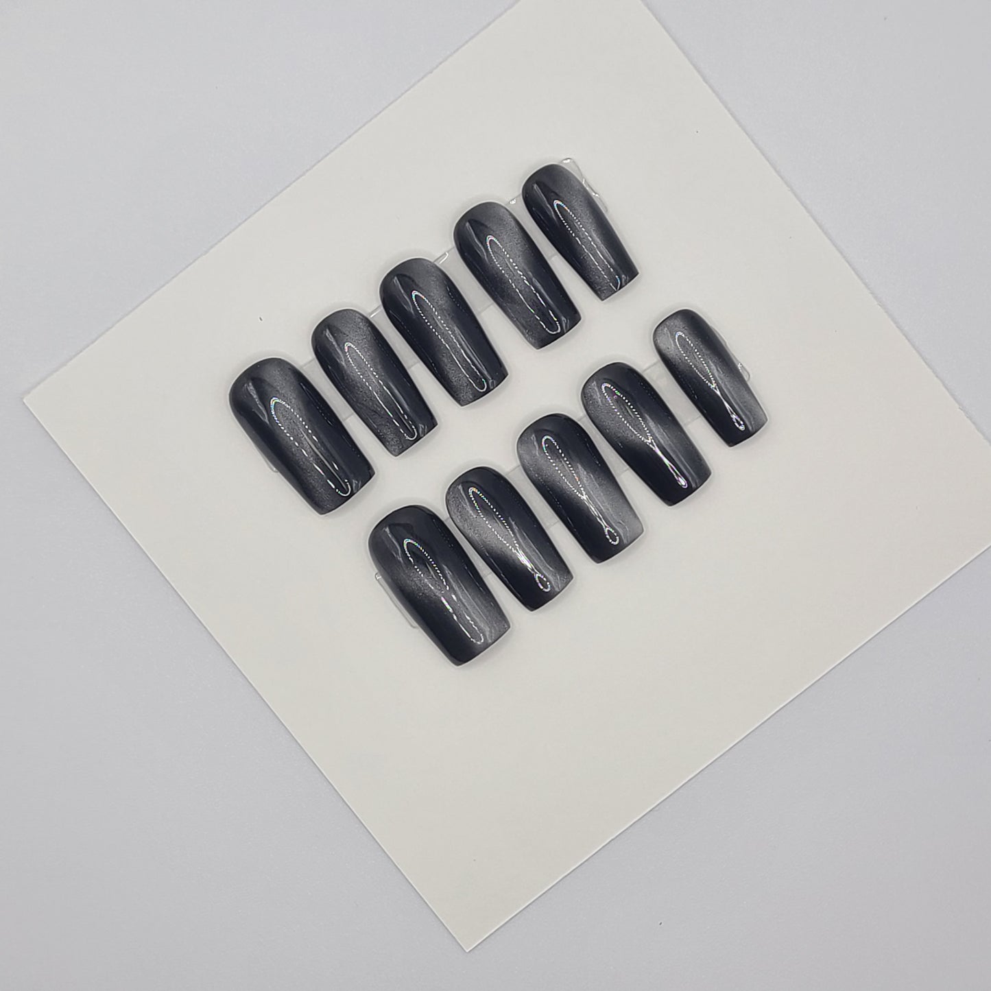 Midnight Cat Eye (20 pieces, Medium Square Press-On Nails)