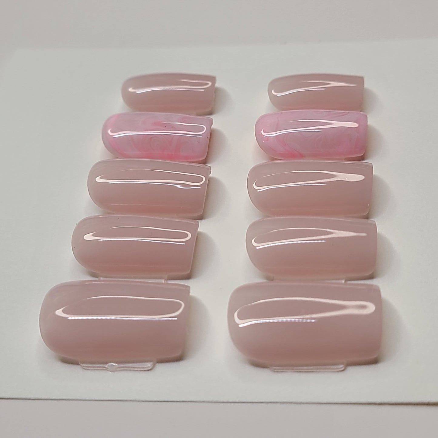 Pink Veil Marble Short Square Press-On Nails