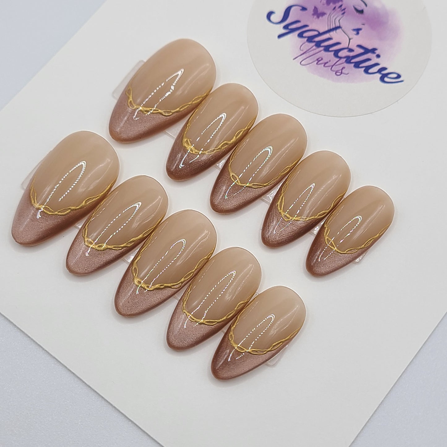 Gilded Tiger Medium Almond Press-On Nails