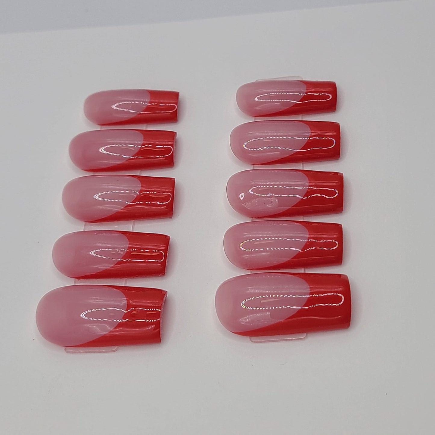 Rosy Red Classic French (20 pieces, Medium Square Press-On Nails)