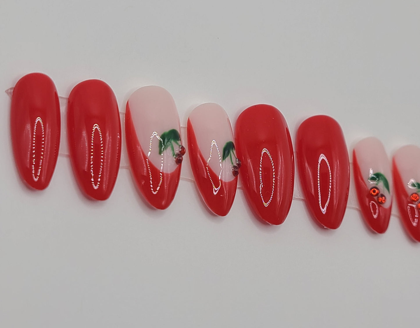 Cherry Kiss (10 pieces, Medium Almond Press on Nails)