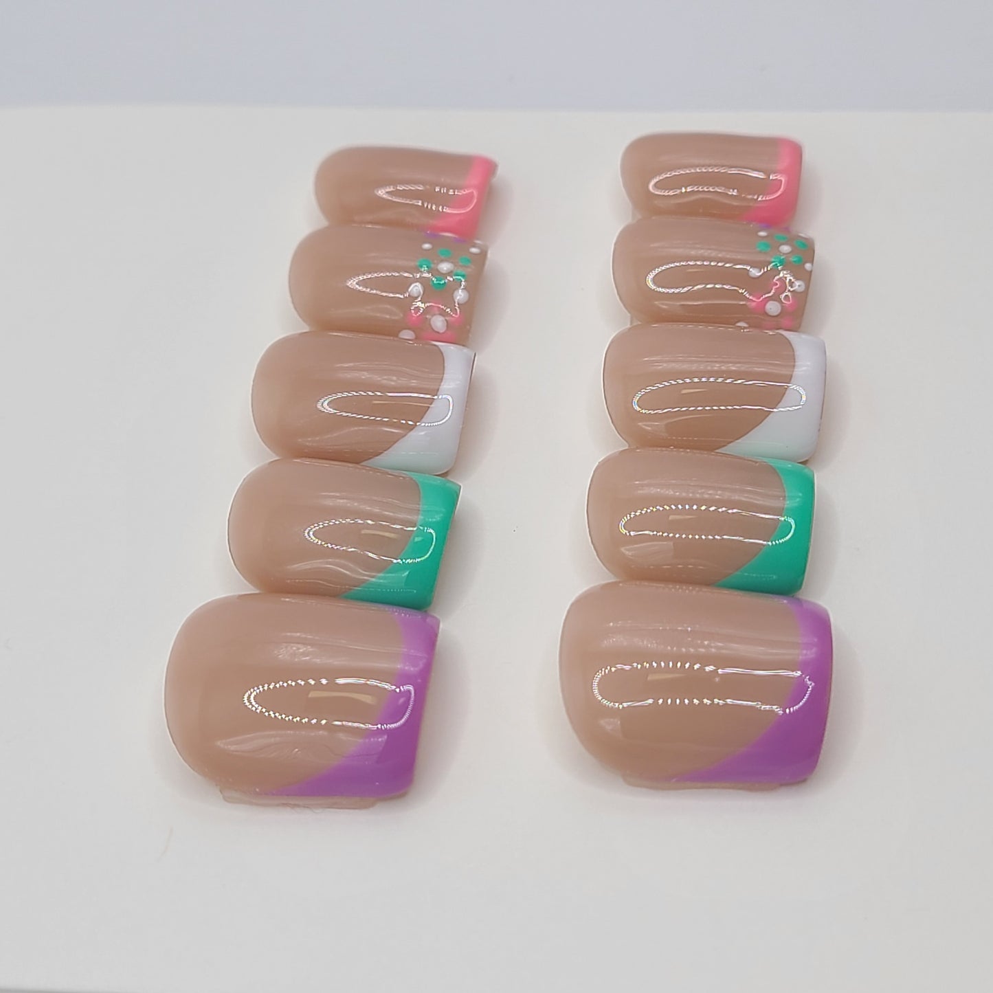 Pastel Mix French Garden Short Square Press-On Nails