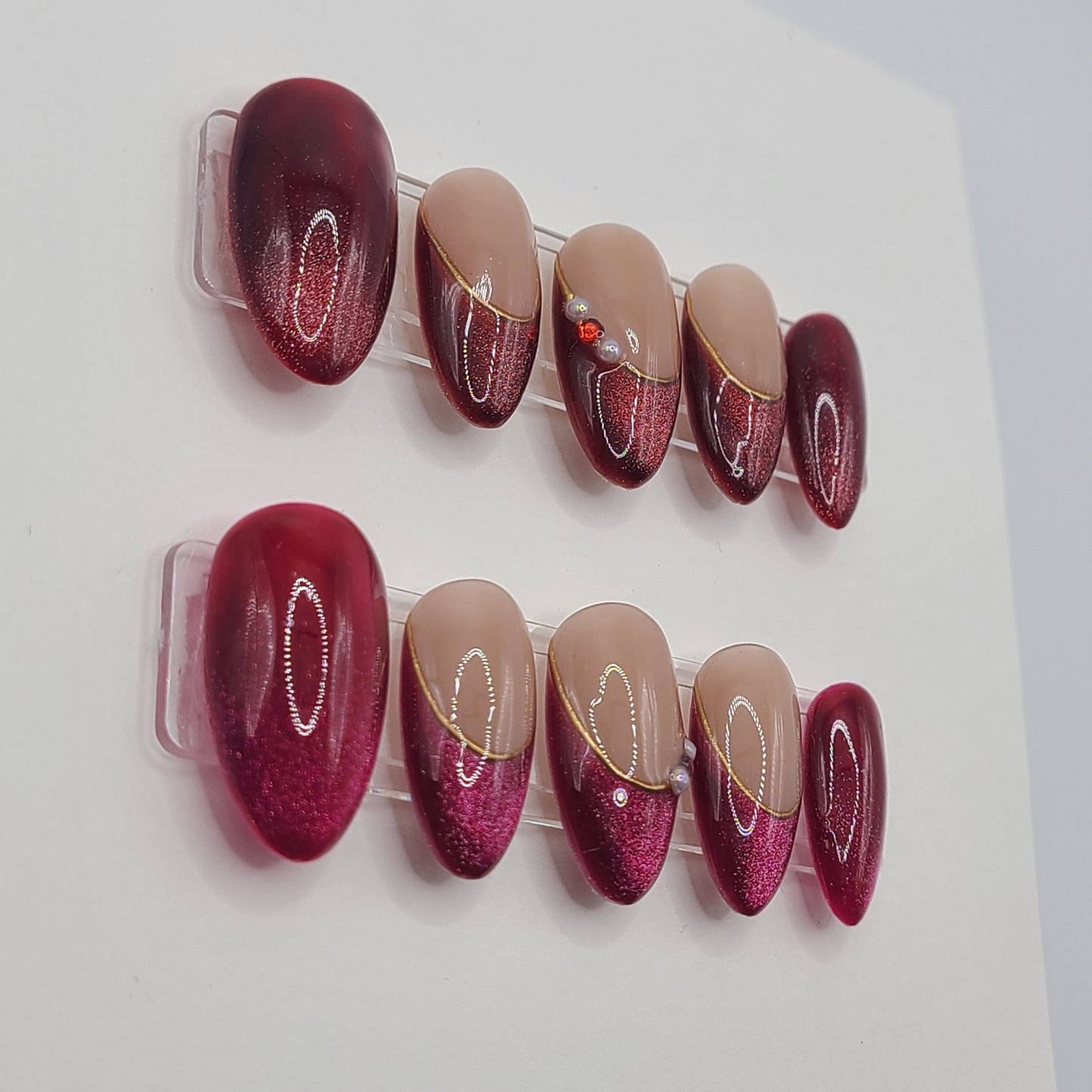Berry Flame (10 Pieces) Medium Almond Press On Nails)