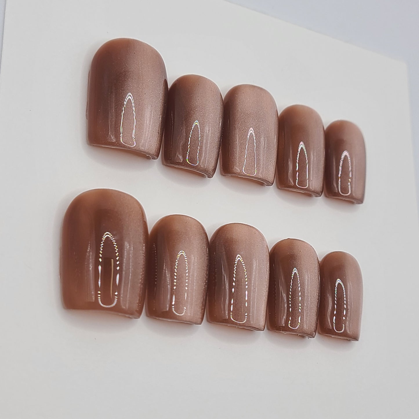 Mocha Mirage Short Square Pres-On Nails