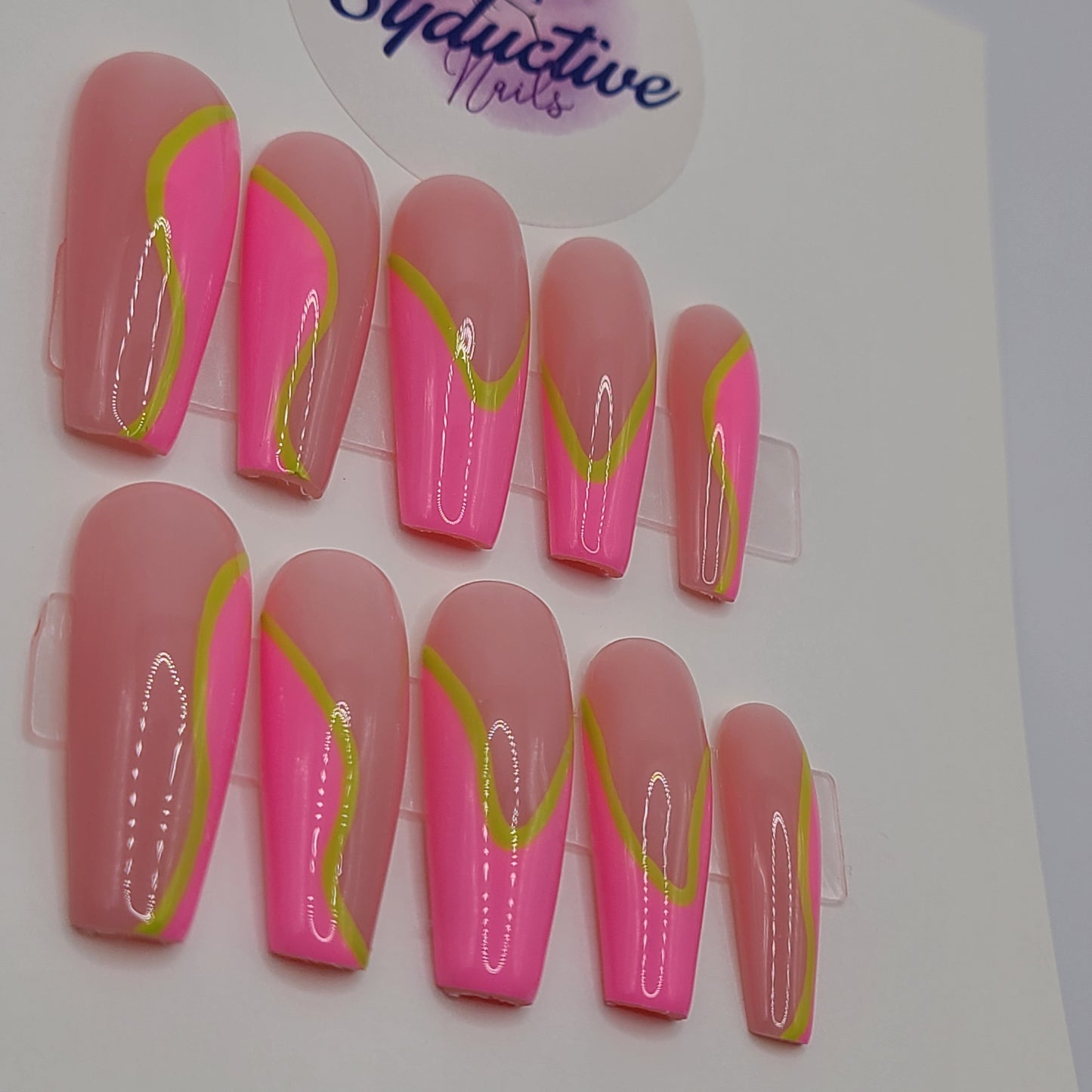 Neon Voltage Long Coffin Press-On Nails